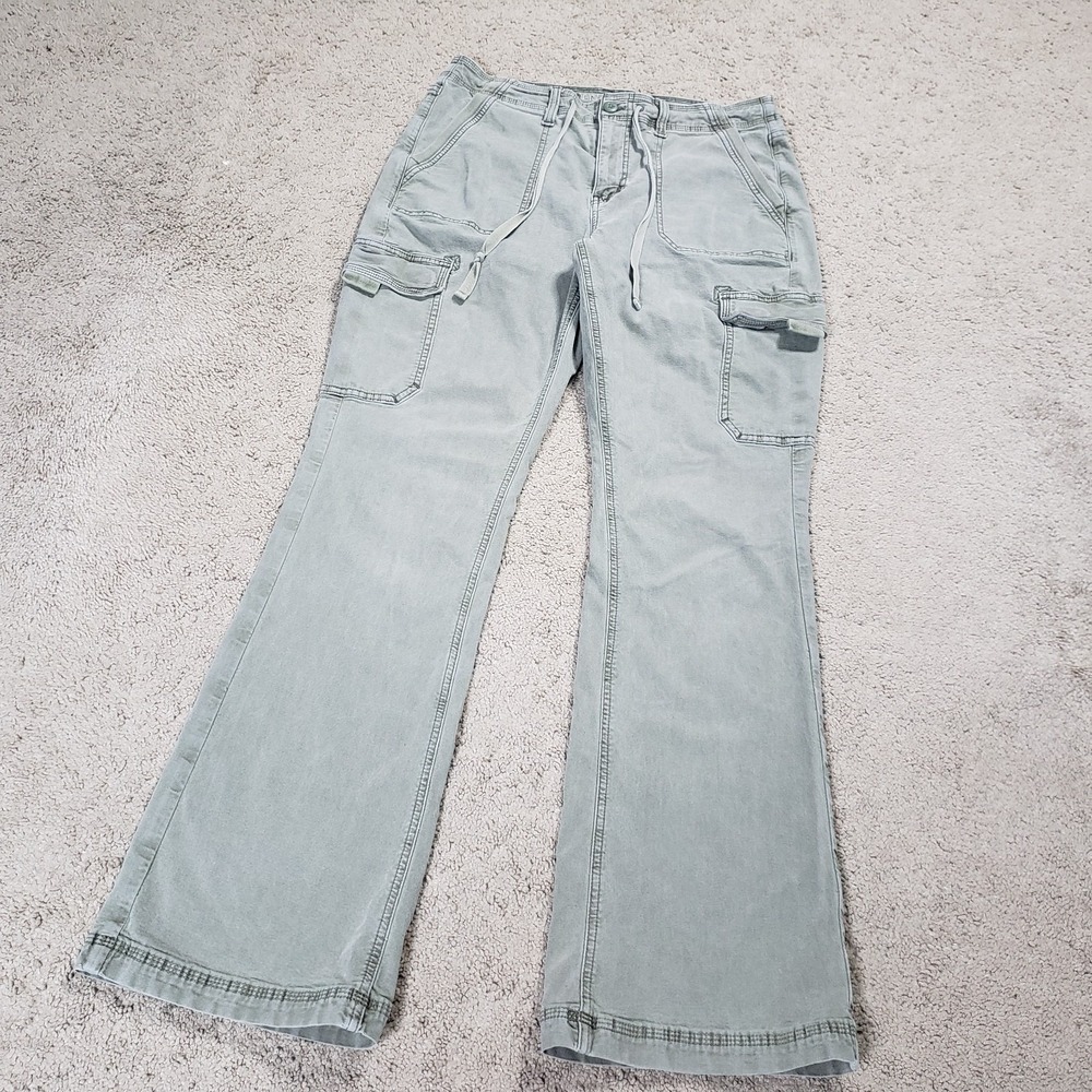 American Eagle Outfitters Women Pants 6 LONG Green Cargo Classic Bootcut - Picture 3 of 13